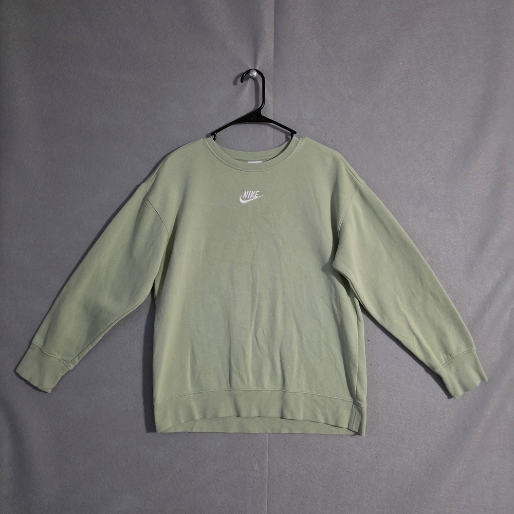 Nike Girls Green Sportwear Club Fleece Crew Sweatshirt Center Swoosh Size XL